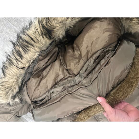 Lands End coat puffer down women’s detachable hood and back fur XL 18-20 - Picture 8 of 11